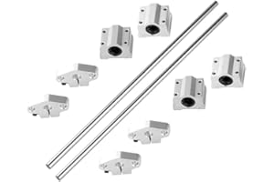 S SIENOC 400mm 3D Impresora φ8mm eje óptico/eje lineal/guía lineal/eje de precisión 45# Acero Revestimiento de cromo + Soporte en Horizontal + Rodamiento de bolas (Typ-6, 1Set, 400mm)