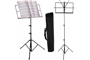 ALJOIR Atril para Partitura Plegable Portátil Música Soporte Metálico Ajustable en Altura 65-90-123cm con Bolsa de Transporte Trípode Libros Pupitre