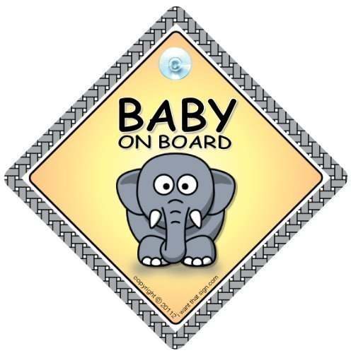 Baby on Board Car Sign, Grandchild on Board, baby Car Sign, Elephant on Board, Baby on Board Car Sign, Bumper Sticker, Decal, Baby Sign, Grandchild On Board, Unisex baby On Board, Maternity Sign