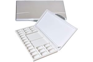 Manci Palette d'aquarelle étanche 24 godets avec deux zones de mélange spacieuses supplémentaires - Palette pliable pour aquarelle, gouache, peinture acrylique
