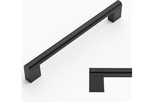 Amerdeco 10 Pieza Tiradores Cocina 192mm Tiradores Armarios Negro Tirador Puerta Tiradores Cajones de Acero Inoxidable Manillas Tiradores Para Muebles Tirador Puerta Corredera UK038