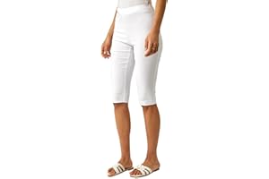 Roman Originals Knee Length Shorts for Women UK - Ladies Cropped Capri Stretch Bengaline Pants Crop Trousers Summer Legging Lounge Essentials Elasticated Casual Clothes