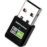 Aigital Adattatore WiFi USB 600Mbps,Dual Band(5G/433Mbps + 2.4G/150Mbps) Dongle WiFi Ethernet Supporta Laptop, PC Compatibile
