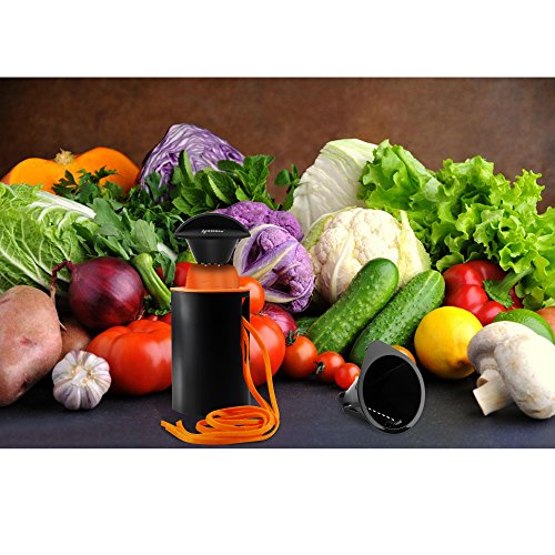 Ipow 2 Klingen Gemüse Spaghetti Schneider mit Sparschäler und Reinigungsbürste. Perfekt für Gemüse Spiralschneider, Kartoffel, Zucchini, Spargelschäler, Gurkenschneider, Spülmaschinenfest - 7