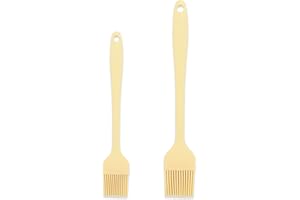 FENGYING Pennelli da Cucina in Silicone, Pennelli da Pasticceria in Silicone, Pennello Cucina, Barbecue Pennello Resistenza al Calore, per Pasticceria/Barbecue/Bistecche, 21cm+26cm(Giallo)