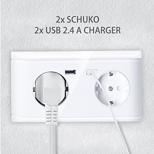 Doppia Presa Schuko Con 2 x USB, il carico di tutti i dispositivi iPod iPhone iPad Smartphone MP3 e Si Inserisce In Doppia Presa Da Incasso
