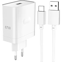 Caricatore 45W SUPERVOOC Con Cavo USB C 1.8m Per Realme 14 Pro, 13 Pro, C75, Narzo 70, OPPO A80 E OnePlus