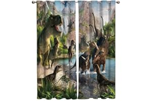 CTQTZ Dinosaure Animal Rideaux occultants Lot de 2 Grands Animaux Sauvages Rideaux Opaques Moderne 264x242 cm (Largeur x Hauteur) Rideaux avec Oeillets pour Chambre d'enfant