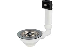 tecuro Siebkorbventil aus Edelstahl 3 1/2 Zoll (Ø 114mm) mit seitlichem Überlauf für Küchenspülen – Überlaufverbindung verstellbar - 53303