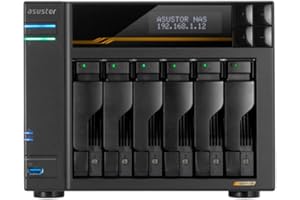 Asustor Lockerstor 6 Gen3 AS6806T, NAS à 6 Baies, CPU AMD Ryzen Quad-Core 2,3GHz, 2 x 5GbE, 2 x 10GbE, 4 emplacements M.2 NVMe SSD, 16 Go de RAM ECC DDR5, Serveur de Stockage en réseau (sans Disque)