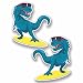 Produktbild 2 x 10cm/100mm T-Rex SurferVinyl SELBSTKLEBENDE STICKER Aufkleber Laptop reisen Gepäckwagen iPad Zeichen Spaß #9666