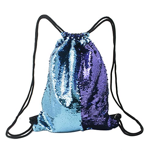 Buoyancy Sports Backpack Bag, Magic Reversible Lentejuelas Mochila, Fashion Glittering Dance Bolsa, con Bolsillo (Azul/Púrpura)