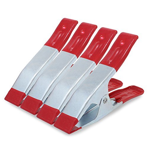 ESUMIC® 4PCS 6Inch Metal Spring Clamps Rubber Coated Tipped Grip Holder for Camping Tarpaulin