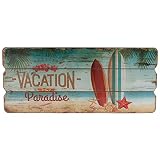 Wand-Dekoration Holz-Schild Paradise Türschild MDF Trip Dekoschild Strand Urlaub Vacation 34x15 cm