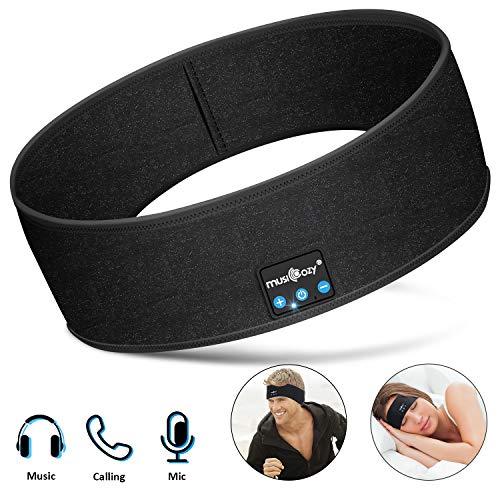 ink-topoint Bluetooth Headband, Sleep Headphones Wireless Music Headband Sports Sweatband with Fixed and Washable Speakers for Workout, Jogging, Yoga, Insomnia, Travel(Black,Flat)