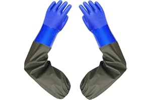 Qilerongrong Pond Gloves, Long Arm Waterproof Gloves,Long Rubber Gloves, Household Cleaning Gloves for Men and Women (Blue)