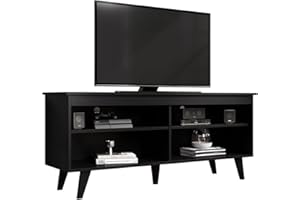 Madesa Mueble de TV Moderno, Mesa de Salón con 4 Estantes de Gran Almacenaje para Televisores de hasta 55 Pulgadas, 136 x 38 x 58 cm, Madera - Nero