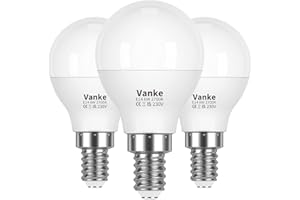 Vanke E14 LED Light Bulb, Warm White 2700K Yellow Light, 6W (40 Watts Equivalent), Non-Dimmable, SES Small Screw Light Bulb, 470 Lumen LED Golf Ball Bulbs, Pack of 3