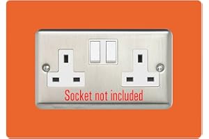 EWOLDS Double Socket Surround, Square Acrylic Back Panel Finger Plate, Decorative Frame for Neat and Tidy Finish, Font Colour:Orange