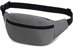 QINLOV Odporny na wodę saszetka Torba w talii 3 kieszenie na zamek błyskawiczny Torba podróżna Turystyka Odkryty Sport Wakacje Piesze Torba Hip Pack, Szary