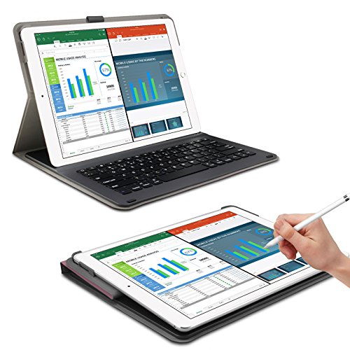 iPad Pro 12.9 Zoll Keyboard Hülle Case, mit Apple Pencil Halter, Infiland Bluetooth Tastatur Slim Fit Kunstleder Stand Tasche mit Hochwertige Abnehmbar Drahtlos Bluetooth Tastatur für Apple iPad Pro 12.9 Zoll iOS 9 2015 Tablet (deutsches Tastaturlayout, QWERTZ) (mit Auto Schlaf / Wach Funktion)(Rosa Goldene) - 3
