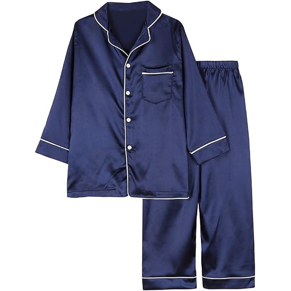 Pyjama En Satin Pour Enfants - Ensemble Haut Et Pantalon, 9-10 Ans