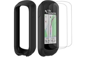 Buoluoioir Coque en Silicone + 2 Films TPU pour Garmin Edge Explore 2, Film de Protection Écran Souple Haute Transparence Accessoire Compteur GPS Vélo pour Garmin Edge Explore 2, Noir