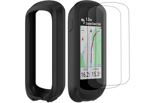 Buoluoioir Coque en Silicone + 2 Films pour Garmin Edge Explore 2, Film de Protection Écran en Verre Flexible Haute Transparence Accessoire Compteur GPS Vélo pour Garmin Edge Explore 2, Noir
