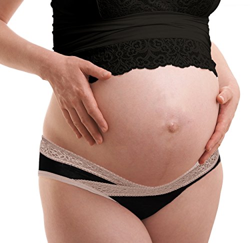 Intimate Portal Women's Under the Bump Maternity Knickers Gray Black X-Large (2 Pack)