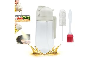 SHUNCHG Oil Dispenser for Kitchen, 2 in 1 oil Spray Bottle and Olive Oil Dispenser, Oil Sprayer for Cooking Air Fryer 470ml for Cooking, Kitchen, Salad, Barbecue, Baking (White)