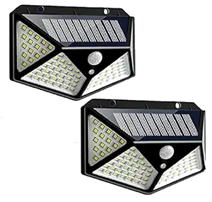 Freshlife 100 LED Bright Outdoor Security Lights with Motion Sensor Solar Powered Wireless Waterproof Night Spotlight for Outdoor/Garden Wall, Solar Motion Sensor Night Light Security Lights for Home (100 LED)(Pack of 2)