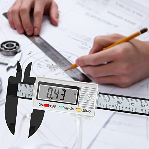 Digital Messschieber, Minkle Professionale Kohlefaser Schieblehre mit LCD Anzeige, In / mm, 100mm Messbereich, Silber - 5