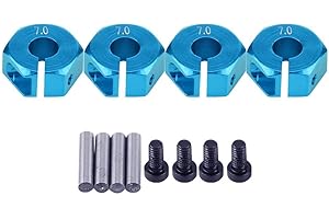 DILWE 12mm Adaptateur de moyeu hexagonal de roue pour HSP 1/10 RC voiture (bleu 7mm)