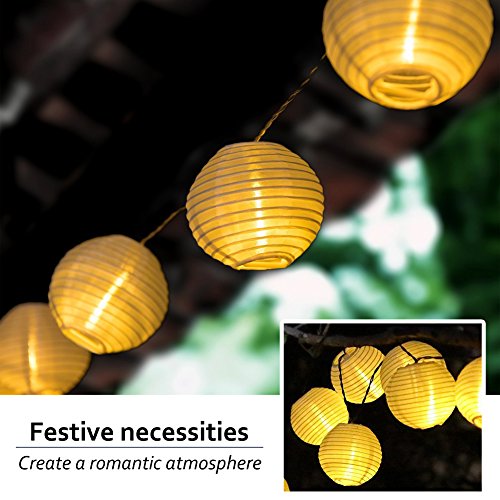 Solar Lichterkette Lampions , Ubegood Lichterkette 20er LED Lampions Laterne 3Meter für Outdoor , Haus , Garten , Party , Weihnachten , Weihnachtsbaum , Warmweiß [Energieklasse A+++] - 6