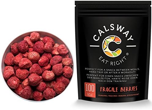 (Pack of 6) 100 Calories of FRAGILE STRAWBERRIES by Calsway - 100% Freeze Dried Whole Berries