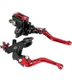 Leviers Embrayage Et Frein Moto Universels 7/8" (22mm) - Paire CNC Rouge Avec Réservoir