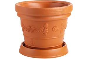 UNBEKANNT Blumentopf Pflanztopf Massiv Blumenkübel Terrakotta Mocca Kunststoff Classic Massiver konisch Untersetzer 5 Größen von rg-vertrieb für Innenräume und Gärten