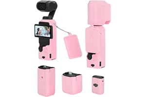 Hesupy Coque de protection en silicone pour DJI Osmo Pocket 3, housse souple pour protection complète de l'écran de l'appareil photo, accessoire pour appareil photo, imperméable, rose clair