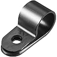 sourcing map 50Pcs Nylon R-Type Cable Clamp Organizer Cord Clips for Wire Management 12.7mm Black CC-3