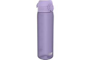 Ion8 Water Bottle, 500 ml/18 oz, Leak Proof, Easy to Open, Secure Lock, Dishwasher Safe, BPA Free, Hygienic Flip Cover, Carry Handle, Fits Cup Holders, Easy Clean, Carbon Neutral, Purple