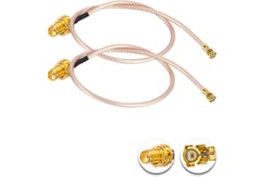 Vecys 2PCS U.F.L.1 do SMA żeński Kabel Koncentryczny o Niskiej Stratności 12"/30CM U.F.L.1 RG178 Koncentryczny Kabel Pigtailowy RF do Routerów Bezprzewodowych Karty Sieciowe Mini PCIE PCI Wi-Fi