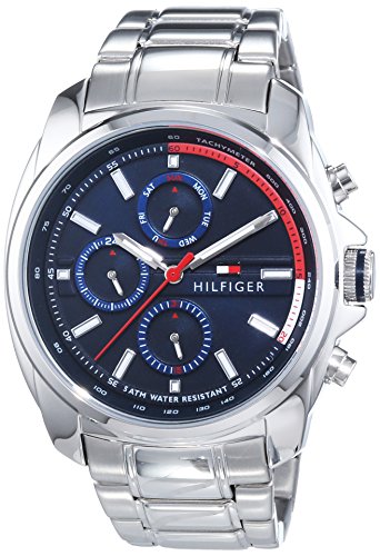 Tommy Hilfiger Watches PRESTON - Reloj Analógico de Cuarzo para Hombre, correa de Acero inoxidable color Plateado