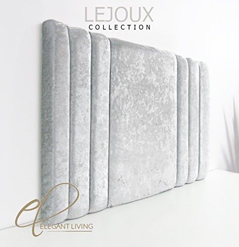 Lejoux™ Collection Panama Luxury Designer Headboard Bed Head in Crushed Velvet in Single Double King (Silver, 4ft6 (Double))