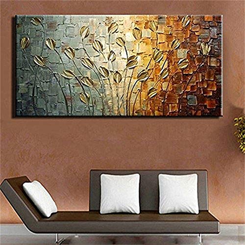 YCRD TTKX @ Modern Large Handmade Flower Pictures Pallete Wall Art Pictures Hand Painted Abstract Knife Lily Flower Oil Painting on Canvas,50×100cm