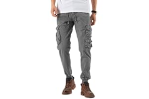 TONY BACKER Pantaloni Uomo Cargo Leggero in Cotone Multitasche Casual di Tela Stretch Materiale con Tasche Laterali 7833