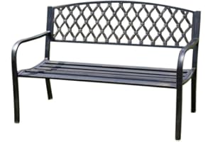 GARDEN MARKET PLACE Warwick Metal Garden Bench with Web Pattern Cast Iron Back