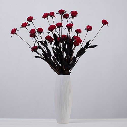 Ceramic vase decorative ornaments flower arrangement Fresh white European gypsum modern simple dining table,Tempting + two red string rose