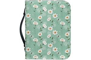 Kuiaobaty Cute Daisy Flower Pattern Handle Bible Bag Flowers Cluster Case with Zipper Book Covers for Paperbacks Protective Cover for Women,Men