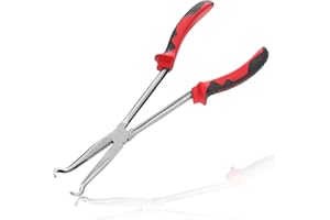 LEONTOOL 11 Inch Long Reach Hose Grip Spark Plug Removal Spark Boot Removal Ring Nose with Serrated Jaws Circle for Hard-to-Reach Narrow Spaces, 1/2-Inch Diameter