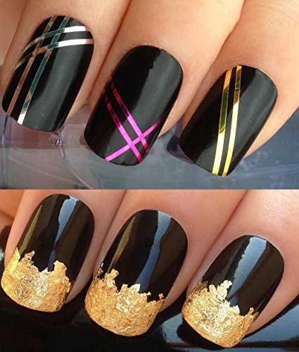 NAIL TAPE DECORATION ART SET #861. x3 BEST COLOUR NAIL TAPES & A GOLD LEAF SHEET! A SET OF 3 METALLIC STRIP TAPE ROLLS IN SILVER GOLD & PINK 3D NAIL ART STRIPING SELF ADHESIVE STICKER TAPE DECORATIONS DECALS & 24KT GOLD LEAF! ALL CAN BE USED WITH NATURAL GEL ACRYLIC STICK ON NAILS!